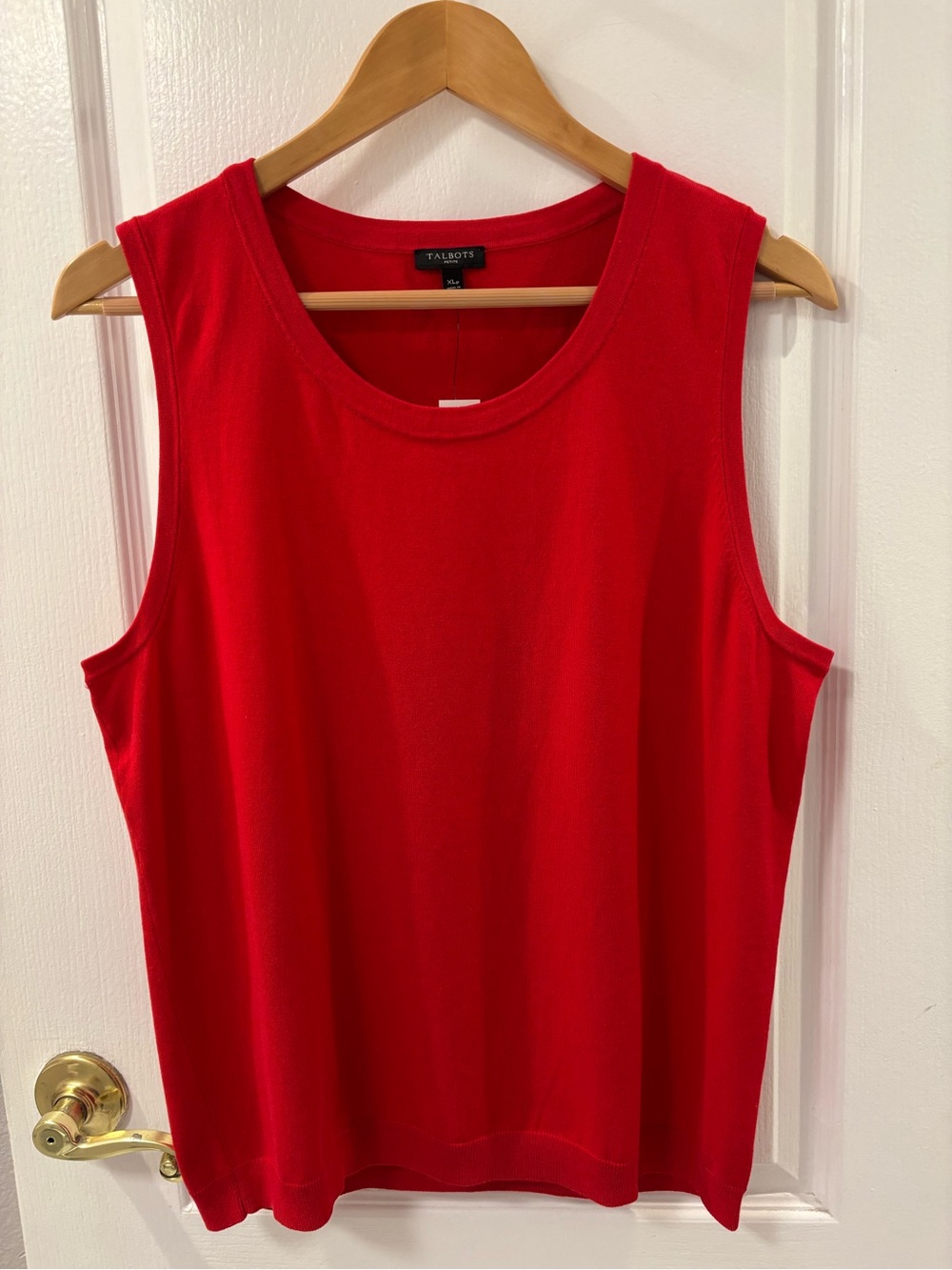 NWT Talbots Petite Red Sleeveless Knit Tank Cotton Stretch Fall Layering